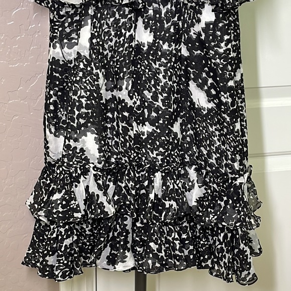 NWT! Marchesa Notte Tiered Ruffle Spaghetti Strap Mini Dress Black White… - Picture 10 of 13